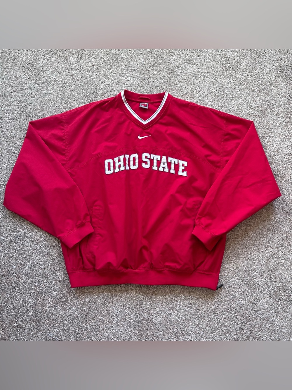 Vintage Nike Ohio State Buckeyes Windbreaker Pullover V-Neck Red Men's XL